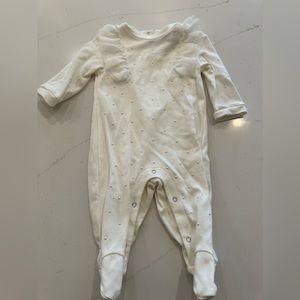 Sweet Cactus Beige Long Sleeve Pearl Ruffle Onesie 0-3M NWOT